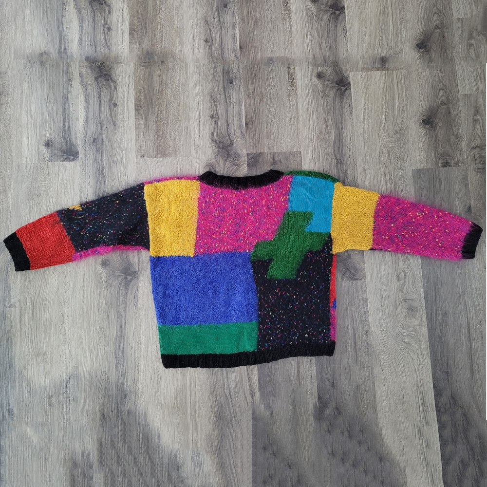 Vintage 90s Mohair Blend Colorblock Carole Little Sweater - Picture 3 of 10